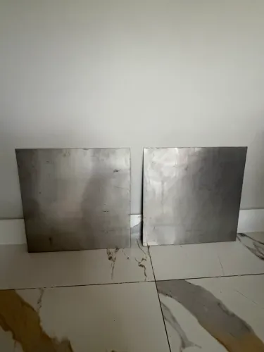 Duas Chapas Grossas Inox 1mm - 50 x 50 cm