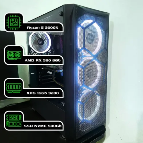 PC - Ryzen 5 3600X, RX580 8Gb, 16Gb RAM, SSD 500Gb NVMe,