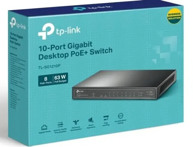 Switch 10 Portas TP-LINK TL-SG1210P Gigabit C/8 Portas POE + 1 Slots SFP Gigabit (Ver 4.0)