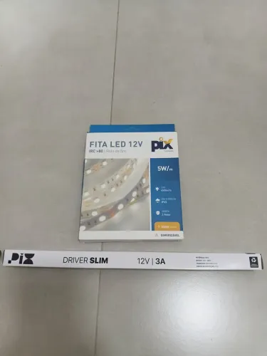 Kit fonte slim 36w + fita led 3000k 60leds/m 12v ip65.