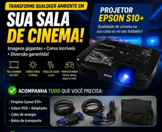 Projetor Epson PowerLite S10+ Completo - Funcionando Perfeito