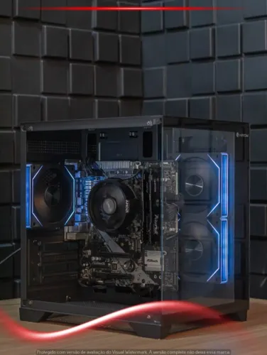 Desktop Gamer Ryzen 5 5600G, 16GB, NVMe 256GB, Fonte MSI 500W, Gabinete Aquário