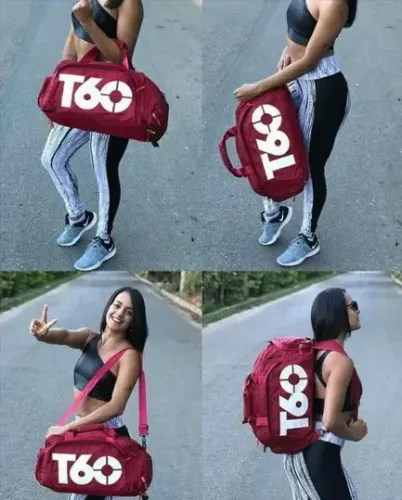 Bolsa mochila mala T60 preta rosa lilás verde azul vermelha cinza