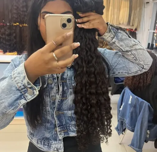 Cabelo humano cacheado 75cm
