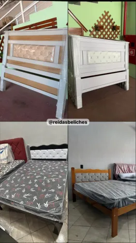 CAMA CASAL 100% MADEIRA MACIÇA COMPLETA