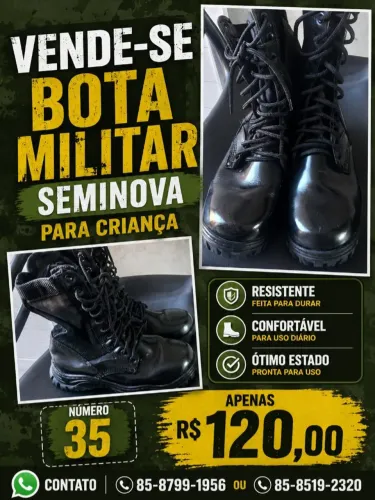 VENDE-SE UMA BOTA MILITAR SEMINOVA 