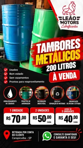 Tambor Metálico Usado com tampa - Baixou valor