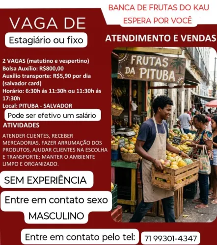 Obs: Vaga para MASCULINO