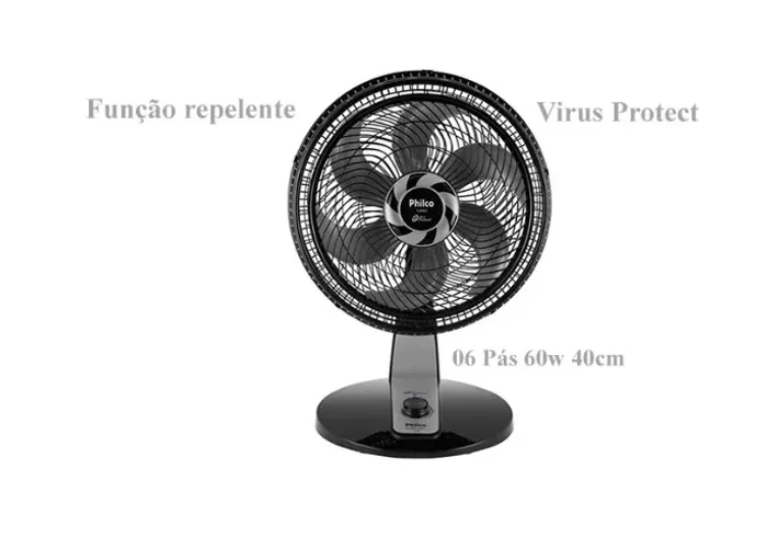 Ventilador Philco Turbo Virus Protect Mesa ou Parede 06 Pás 40cm 160w 127v  