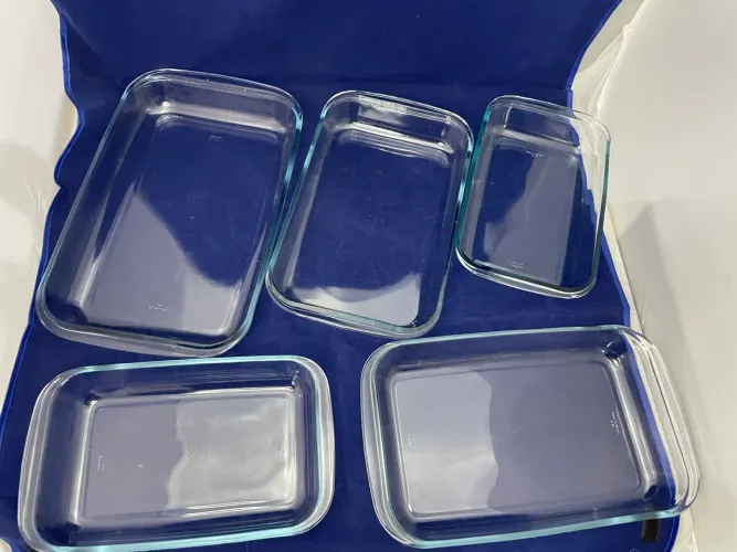 Louça:Conjunto de Assadeiras Retangulares em Vidro Marinex