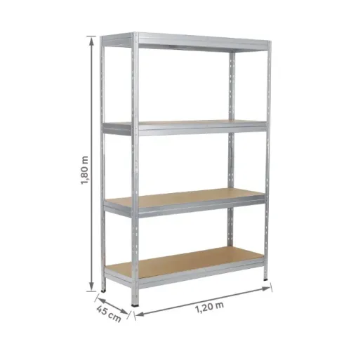 Estante de Aço Galvanizado 4 Prateleiras Cinza 180x120x45cm 1000kg - USADA