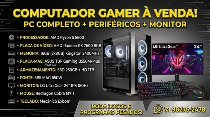 PC GAMER COMPLETO PRA SAIR LOGO (RODA TUDO)