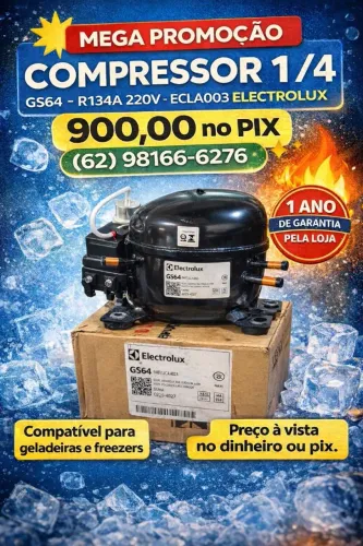 Compressor 1/4 R134A 220V Electrolux - Instalado