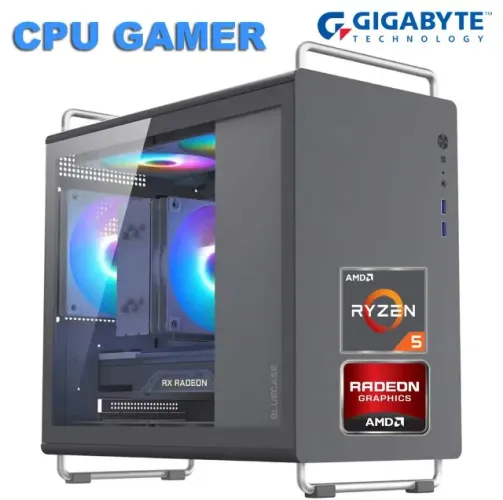 CPU Gamer MB Gigabyte, Ryzen 5, 16GB RAM, SSD 1TB, Radeon RX6600, 550W, Novo, NF, Gar, Trc