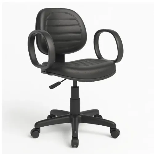 Cadeira Escritório Executiva Giratória Corino Preto Com Braços Ergonômica - 31004