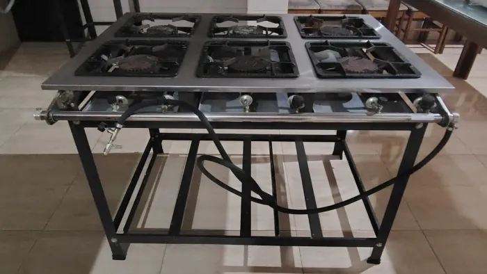 Fogão Industrial inox 6 bocas, alta pressão