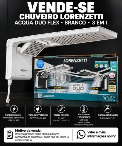 Chuveiro Lorenzetti Acqua Duo Flex Branco 127V - 5.500W - 3 em 1