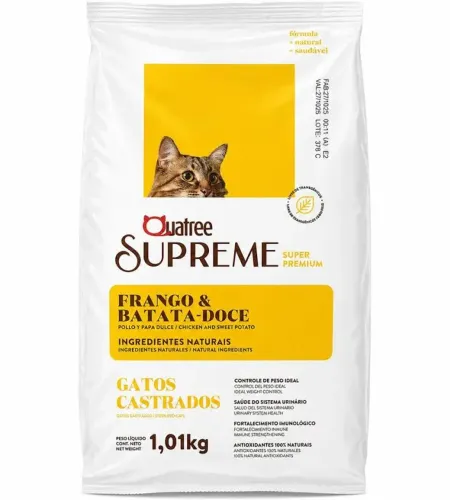 07 pacotes ração Quatree supreme frango batata doce