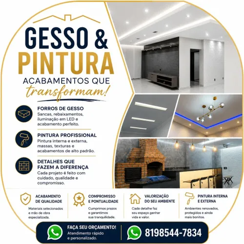 Serviços de gesso e pintura 