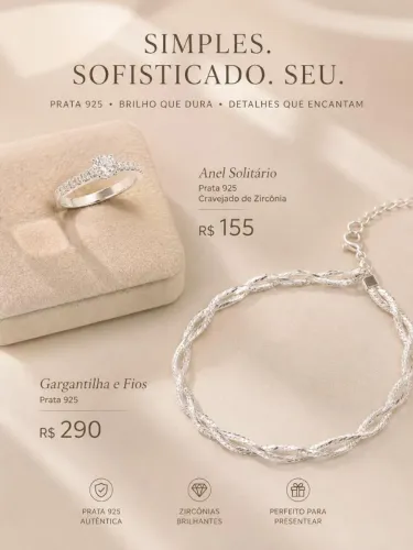 Kit presente dia dos namorados prata 925