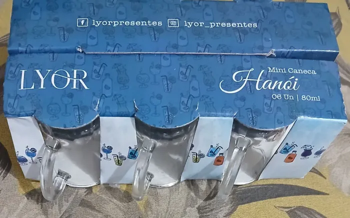 SALDÃO: JOGO DE MINI CANECA 80ML COM ALÇA DE VIDRO HANÓI 6 PEÇAS 