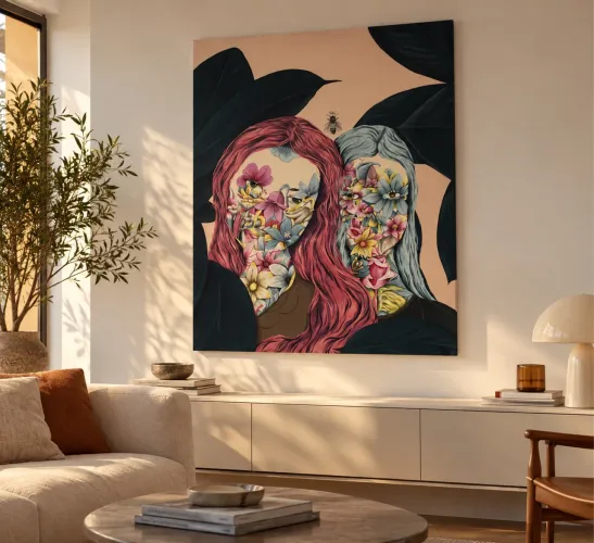 Quadro decorativo pintado a mão - ótimo estado