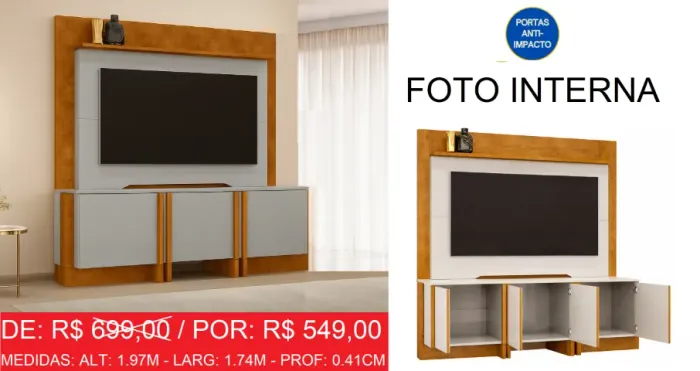 CONJUNTO PARA SALA = PORTAS ANTI- IMPACTO-  PRONTA ENTREGA
