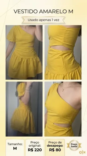 Vestido Amarelo usado 1 vez