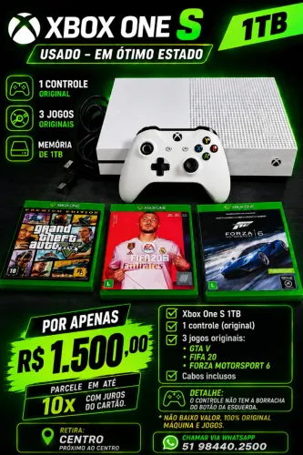 Video Game Xbox One S 1TB Semi novo