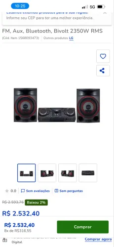 Som Xbom LG 2350w de Potência 