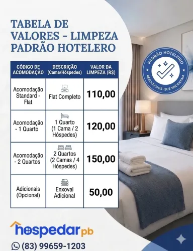 Limpeza padrão hoteleiro
