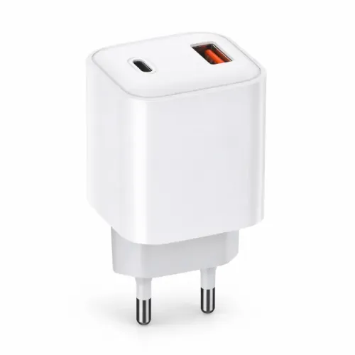 Carregador 67W com Duas Entradas USB-A e USB-C Branco