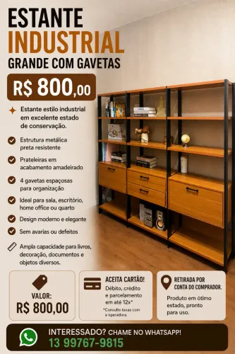 ? ESTANTE INDUSTRIAL GRANDE COM GAVETAS - R$ 800,00