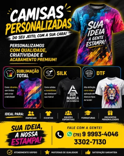 Camisas, banner, adesivo, sacolas personalizadas e muito mais...