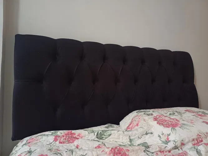 Cabeceira Cama de Casal - Tecido Preto