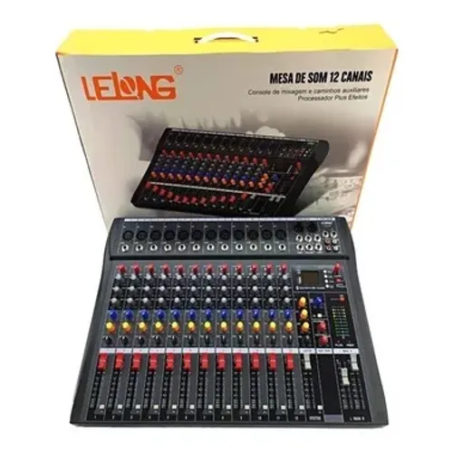 Mesa Som 12 Canais Lelong Le-712 Com Efeitos 