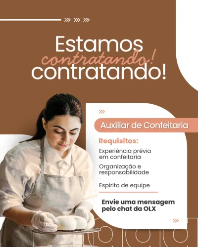 Auxiliar de Confeitaria - Contratação Imediata