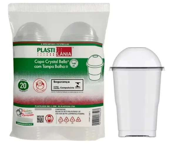 Kit 100 Copos C/ Tampa Bolha 150ml