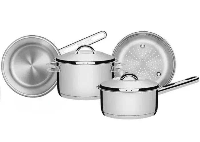 Jogo de Panelas Tramontina Solar em Aço Inox com Fundo Triplo e Tampas de Inox 4 Peças