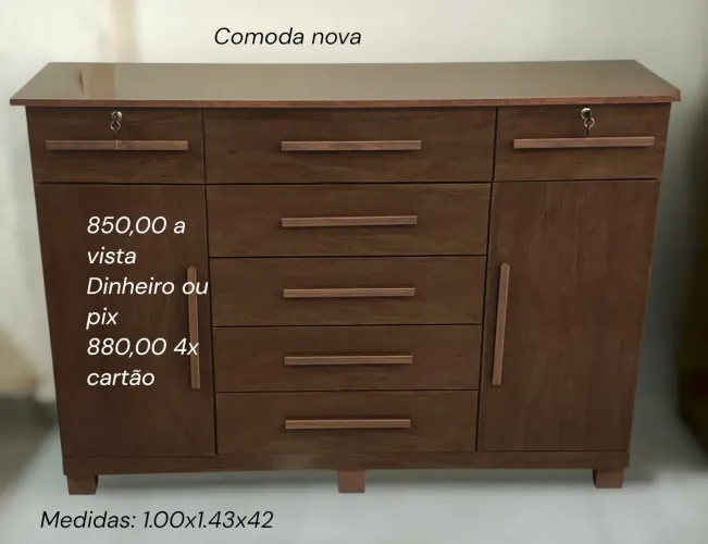 Comoda 7 gavetas com sapateira e chaves nova