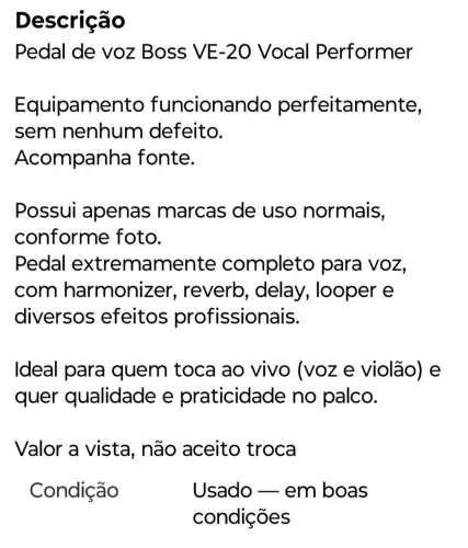 Vender pedaleira de voz