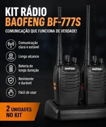 KIT RÁDIO COMUNICADOR BAOFENG BF-777S - 2 UNIDADES