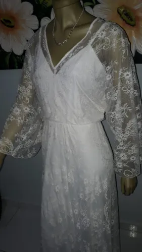 VESTIDO RENDA TAMANHO GRANDE COR OFF WHITE