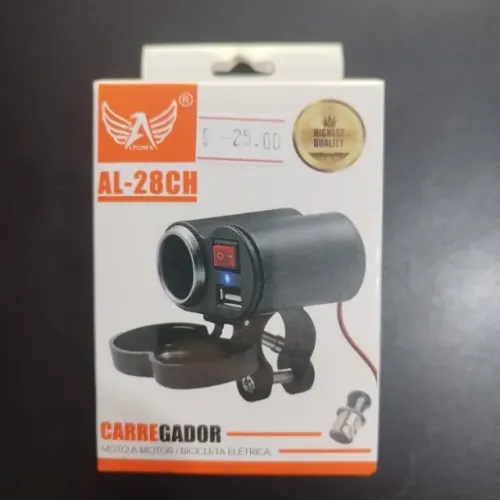Carregador USB e porta 12v para motos e bicicletas elétricas altomex