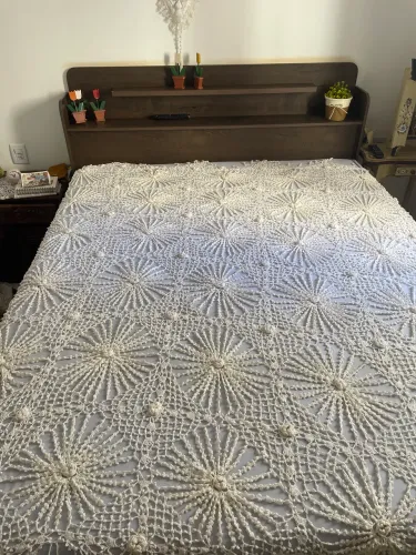 Colcha crochê linha de ceda