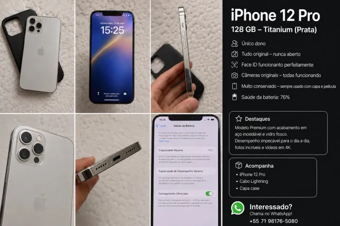IPHONE 12 PRO SEMI NOVO ÚNICO DONO SEM MARCAS DE USO