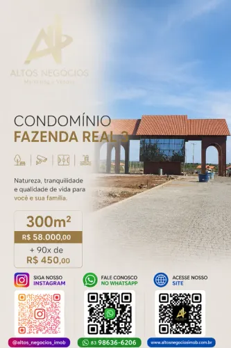 Lote 300m² no Fazenda Real 3