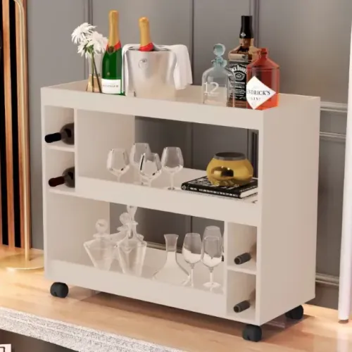Aparador Buffet Multiuso com Adega e Rodízio Cantinho do Café Sala Cozinha Recepção Decora