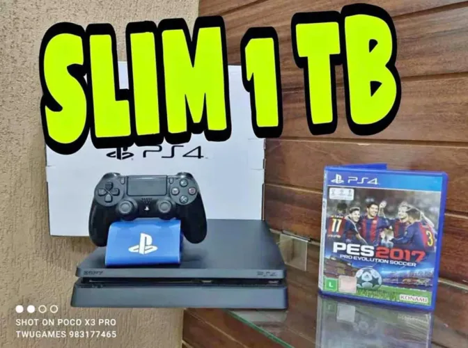 PS4 slim 1 TB + 200 jogos tops