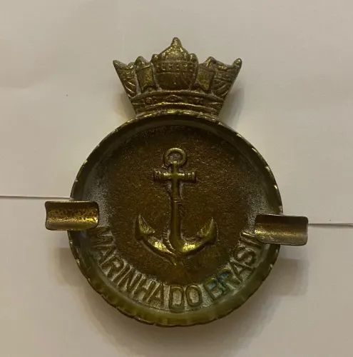 Antigo Cinzeiro de Metal Maciço Marinha do Brasil Militaria